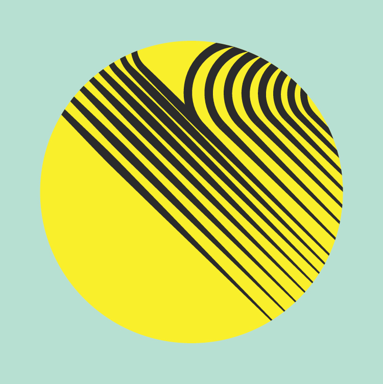 Graphic image of a yellow circle and graphic pattern overlay. 