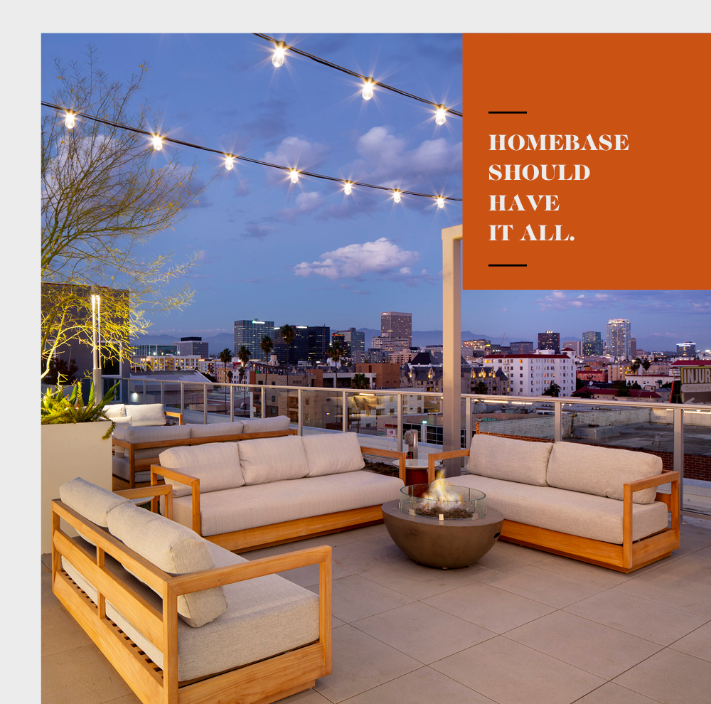 Rooftop lounge with city views